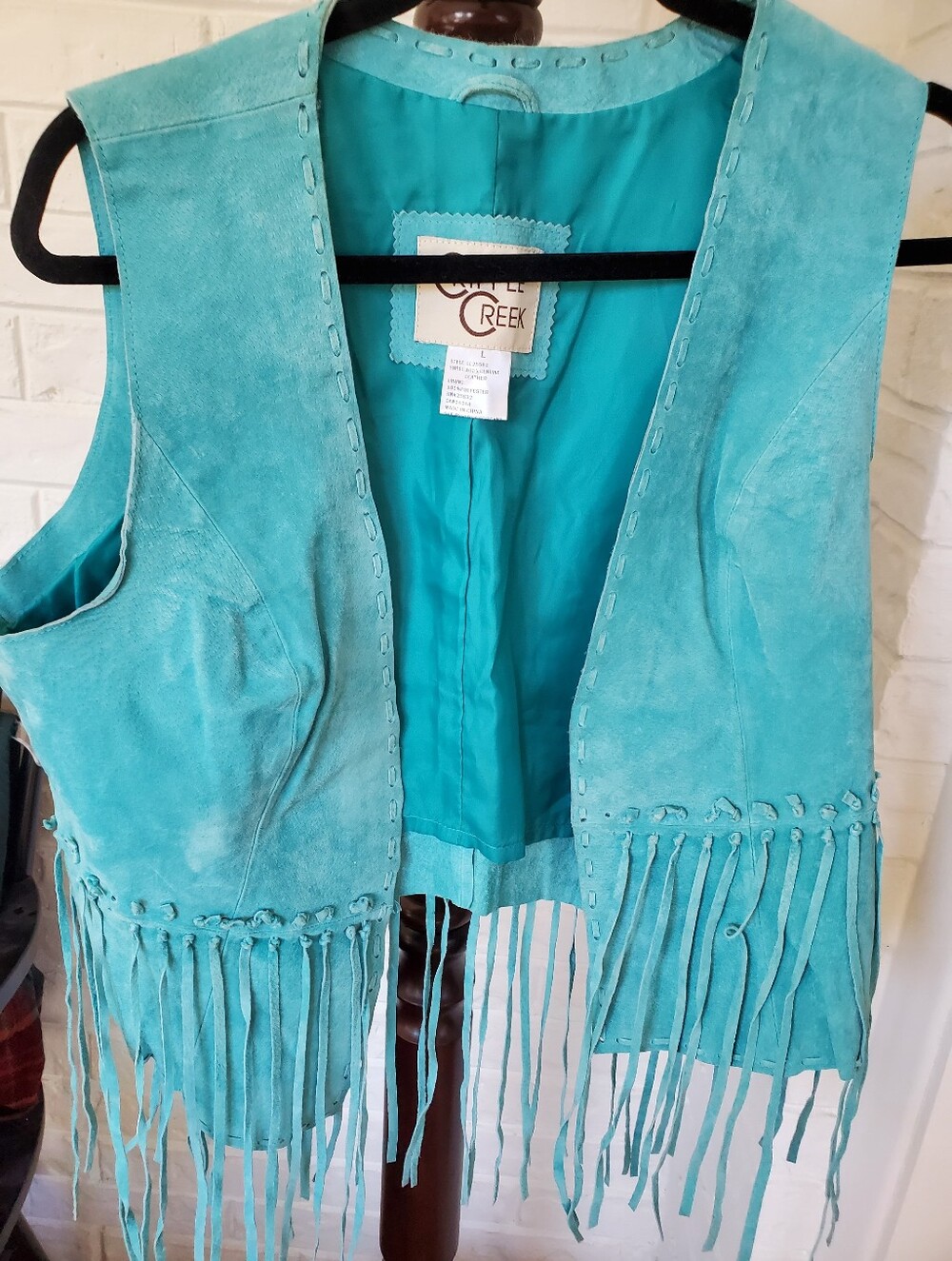 Cripple Creek - Women's 100% Suede Leather Turqoise Vest